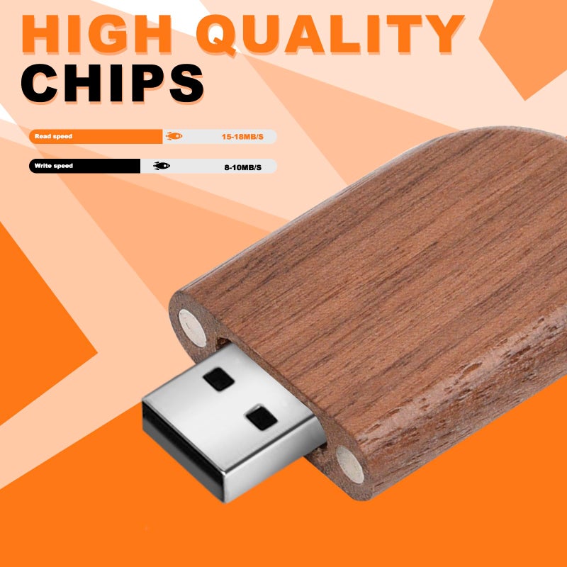 Fire Stone Novelty Wooden USB 2.0 Flash Drive 64GB Data Storage Memory Stick USB Stick Ellipse Pendrive with Wooden Box - Image 2